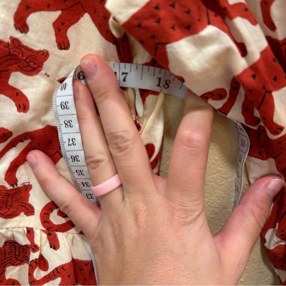 NWT Tuckernuck Pink City Prints Red Cream Block Print Tiger Maxi Dress Large - Picture 8 of 16